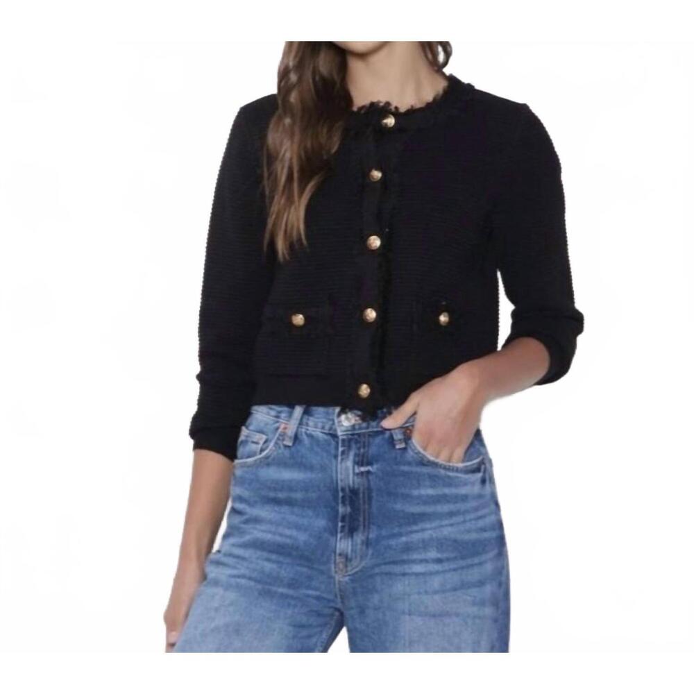 NEW ABLE frayed edge cardigan jacket in black